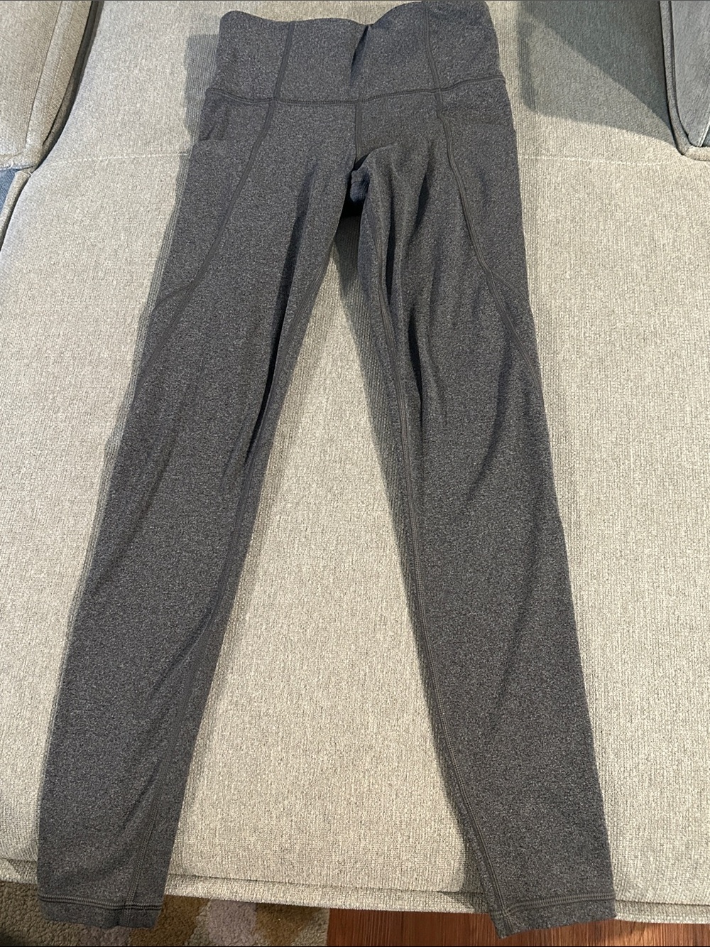 Athleta Women’s Stash Pocket Salutation Heathered Charcoal Performance Tights